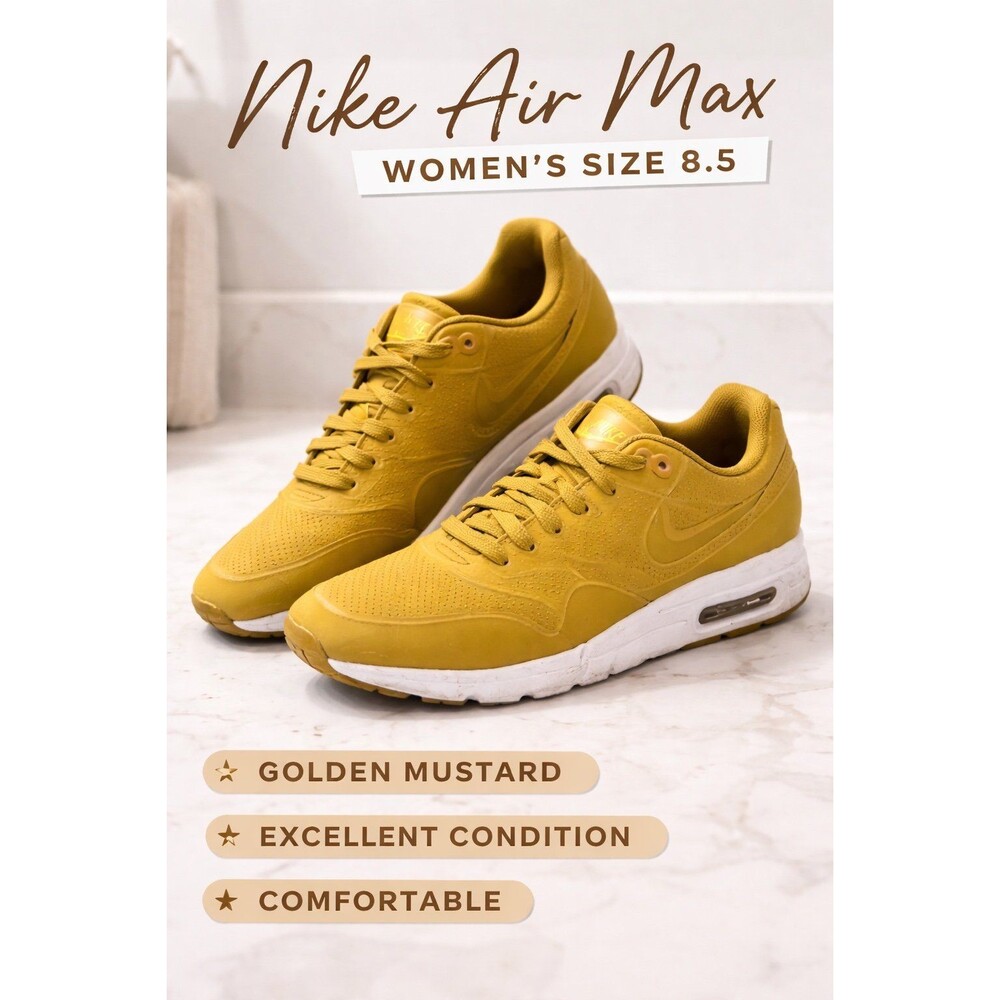 Nike Air Max Sneakers‎ Womens 8.5 Gold Mustard Running Shoes Athleisure Sporty